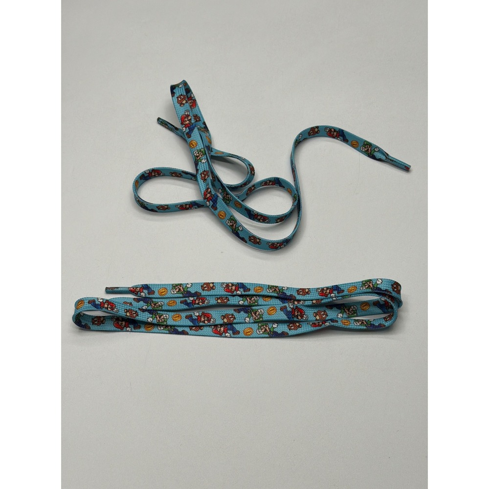 Nintendo Super Mario Bros Shoelaces‎ Turquoise Character Print